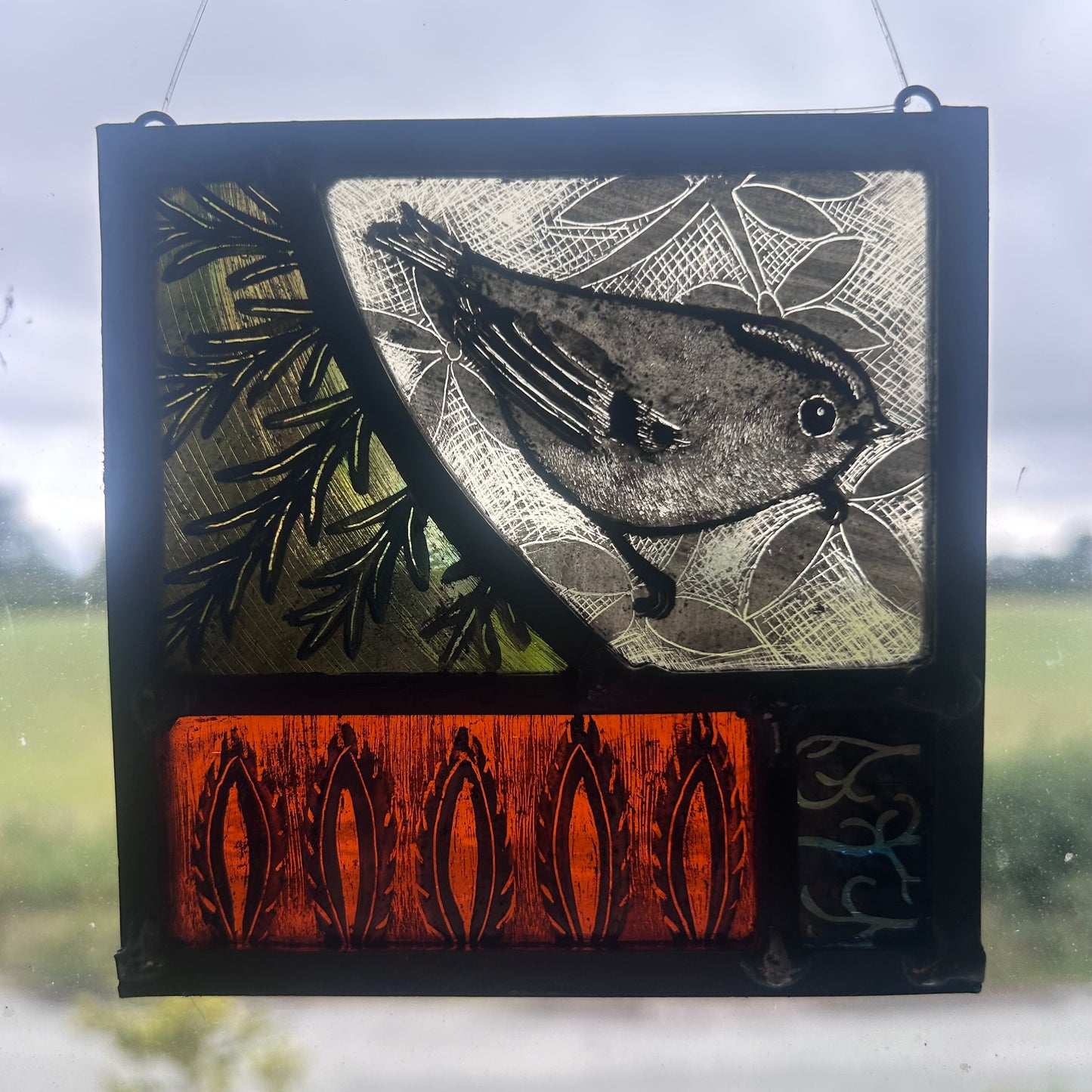 Firecrest Stained Glass Panel Square, Small