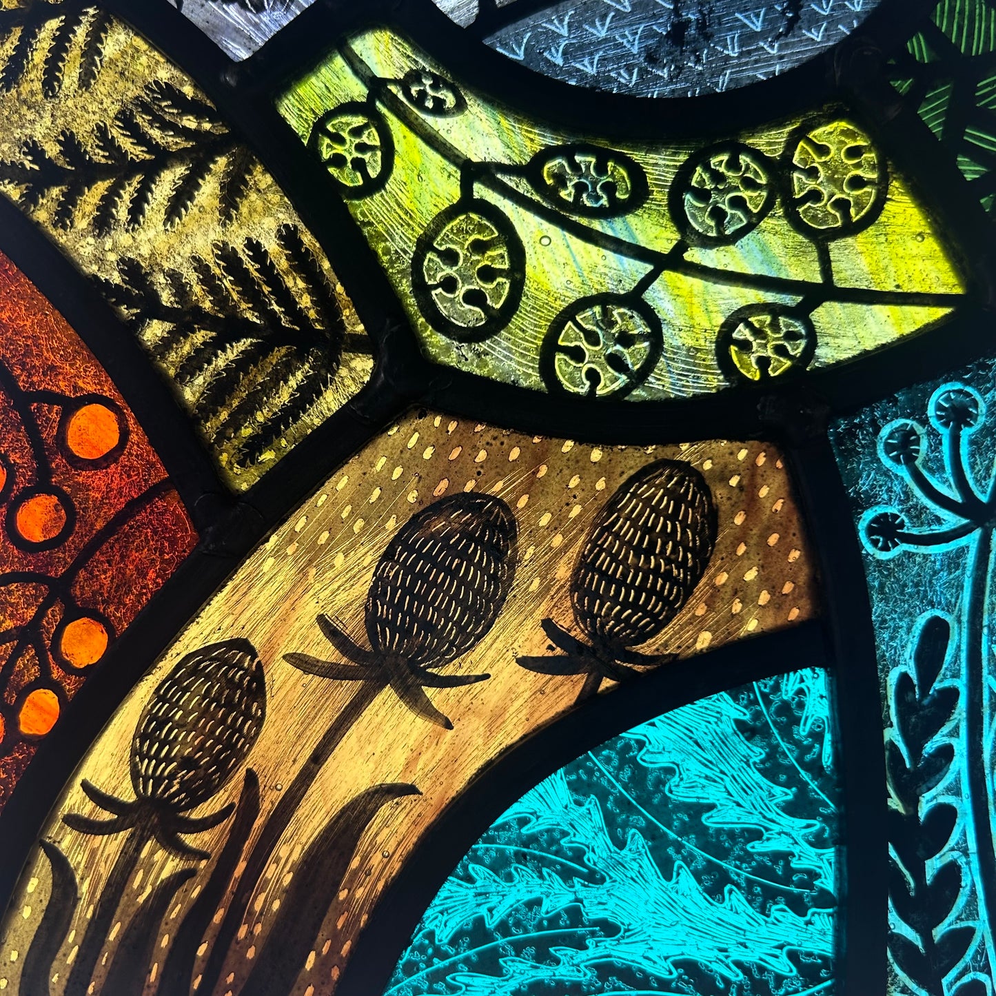 Raven and Moon Stained Glass Panel Rectangle, Large