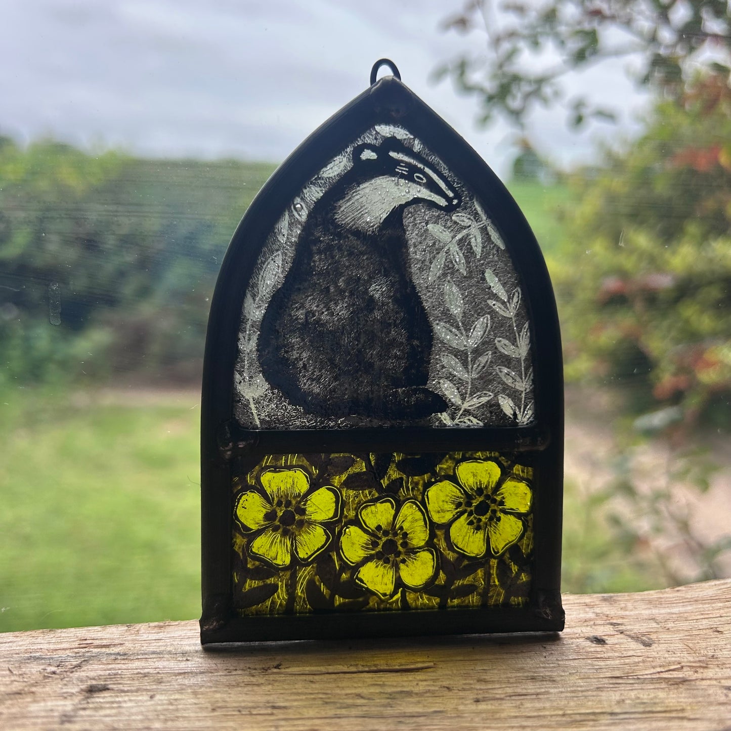 Badger and Buttercups, Stained Glass Arch, Small