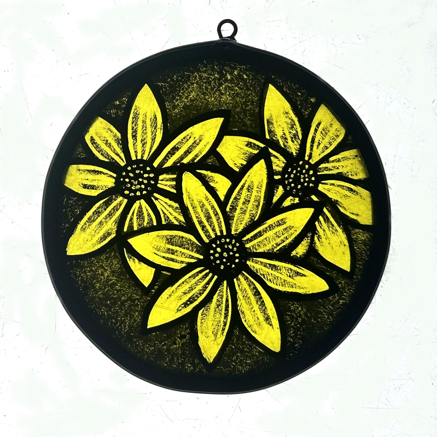 Rudbeckia Flowers Stained Glass Roundel, Small