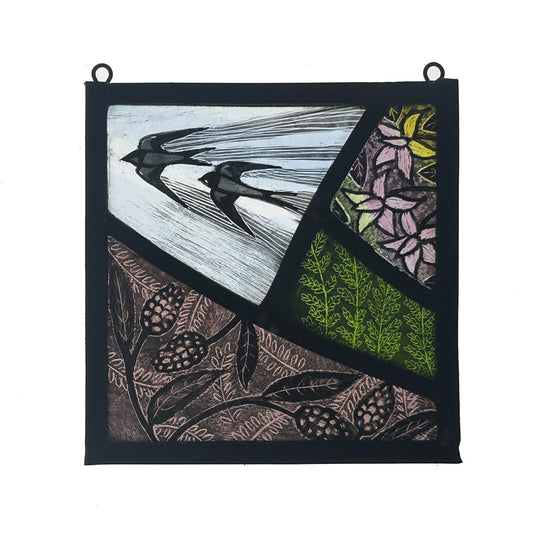 Sand Martin, Bittersweet and Bitterstort Stained Glass Panel Square, Small