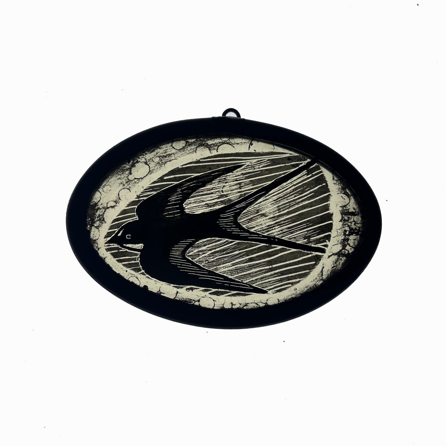 Swallow on Yellow Tint Stained Glass Miniature