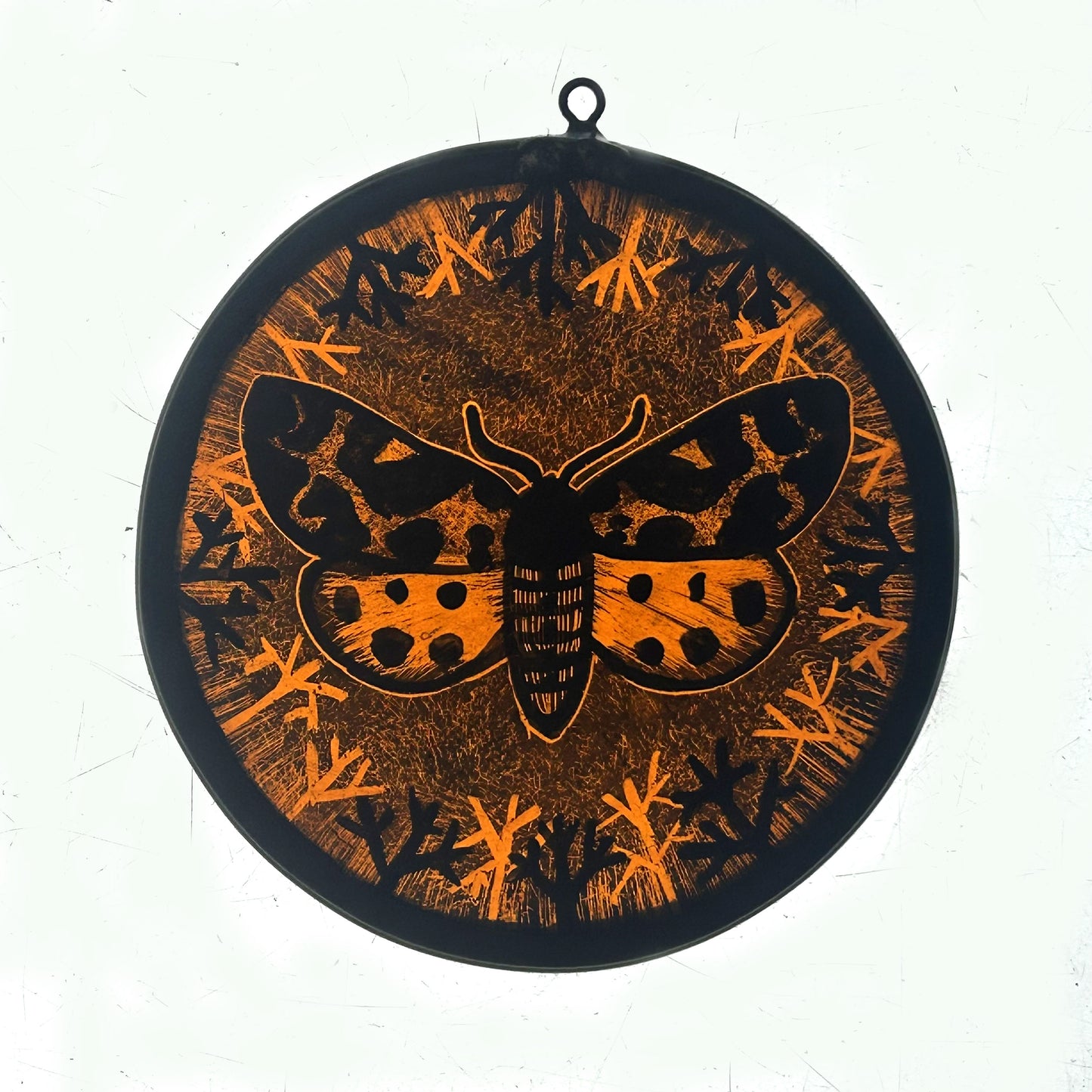 Tiger Moth Stained Glass Roundel, Small
