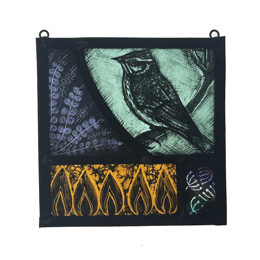 Crested Tit Stained Glass Square, Small