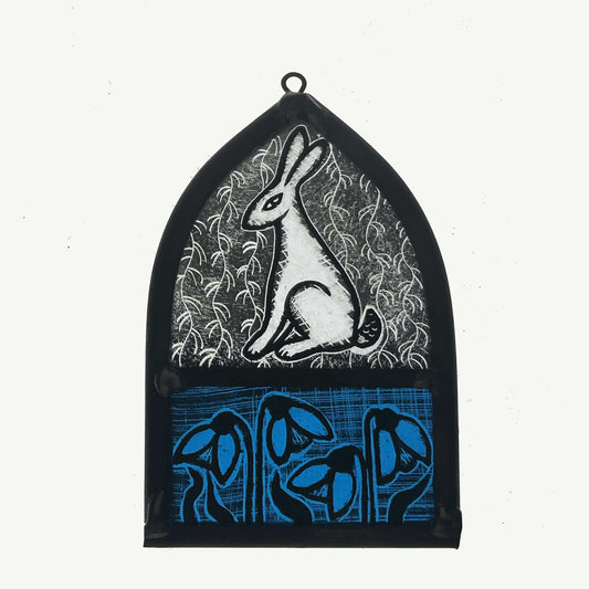 White Hare and Snowdrops Stained Glass Arch, Small