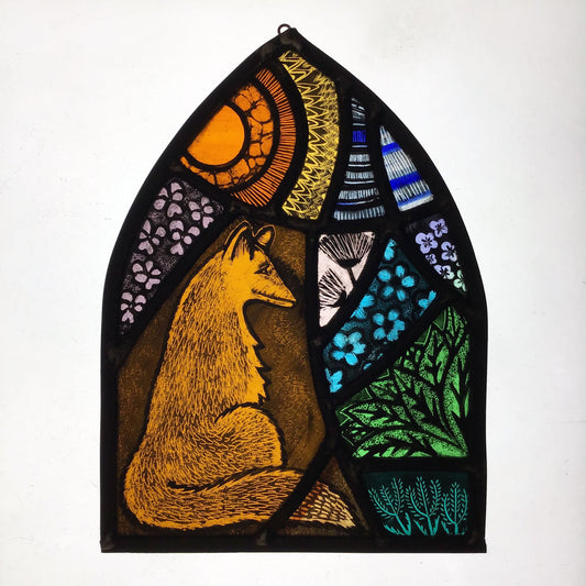 Sitting Fox Stained Glass Arch, Large