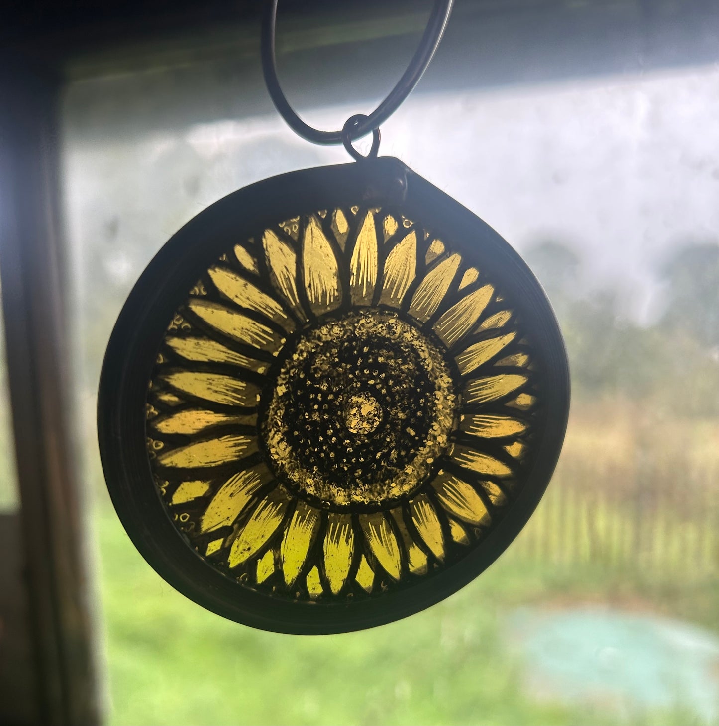 Yellow Sunflower Stained Glass Miniature